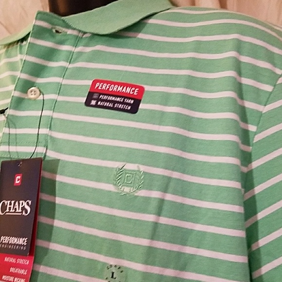 Chaps green striped polo with logo, size L - Picture 2 of 3